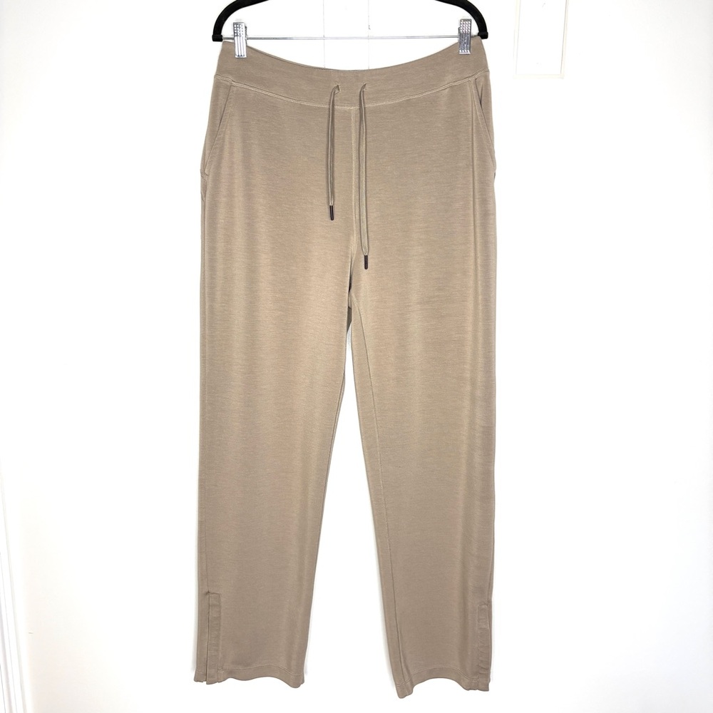 BYLT Opal Split Hem Pant Pull On Soft Stretchy Comfy Lounge Modal Beige Size XL